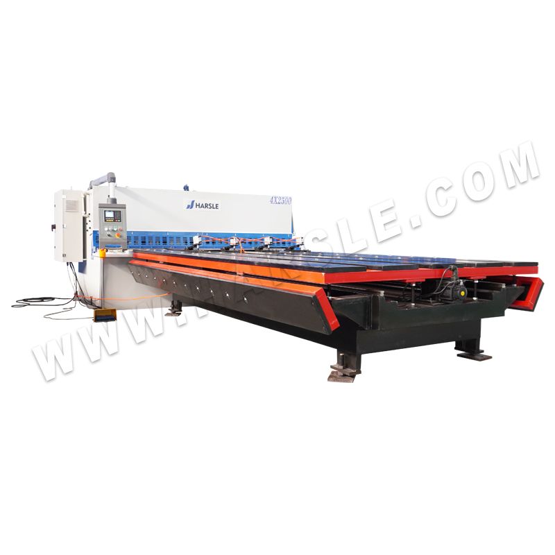 E200PS CNC Swing Beam Machine مع طاولة التغذية الأمامية