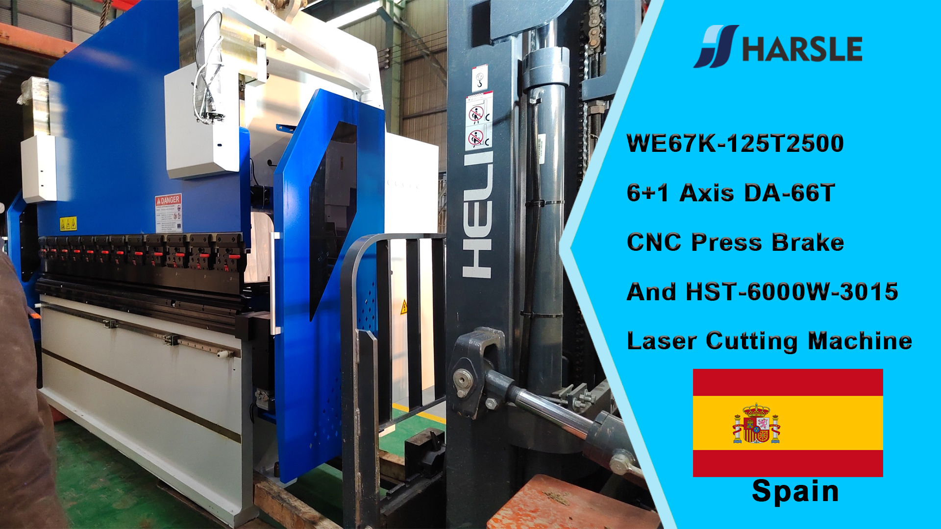 إسبانيا- WE67K-125T2500 6 + 1 محور DA-66T CNC الصحافة الفرامل وآلة القطع بالليزر HST-6000W-3015