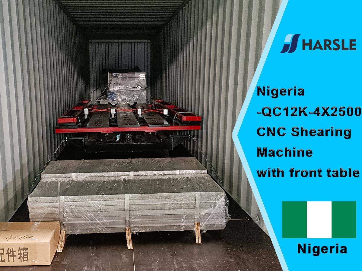 Nigeria-QC12K-4X2500 CNC Shearing Machine مع الطاولة الأمامية